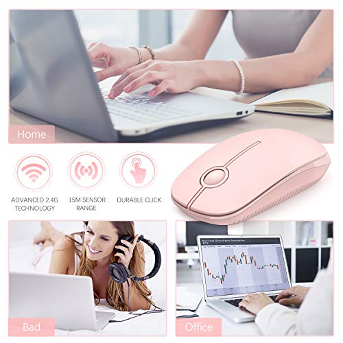 VssoPlor Wireless Mouse, 2.4G Slim Portable Computer Laptop Mouse with Nano Receiver Quiet Silent Optical Mice for Notebook, PC, Laptop, Computer-Pure Pink - Image 5