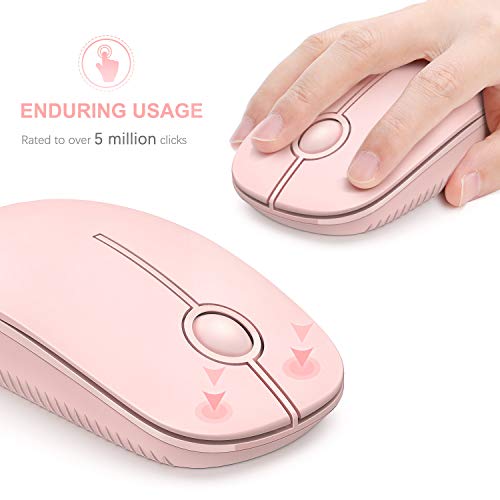 VssoPlor Wireless Mouse, 2.4G Slim Portable Computer Laptop Mouse with Nano Receiver Quiet Silent Optical Mice for Notebook, PC, Laptop, Computer-Pure Pink - Image 3