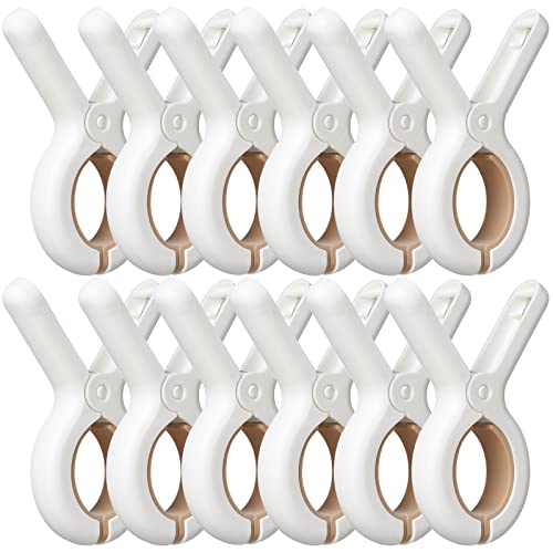 Sunkaioo 12 Pack Plastic Clothes Pins with Strong Anti-Rust Springs,Heavy Duty Beach Towel Clips,Laundry Clothespins to Keep Your Towel, Clothes, Blankets to Dry on Clothesline and Hanging Rack - Image 1