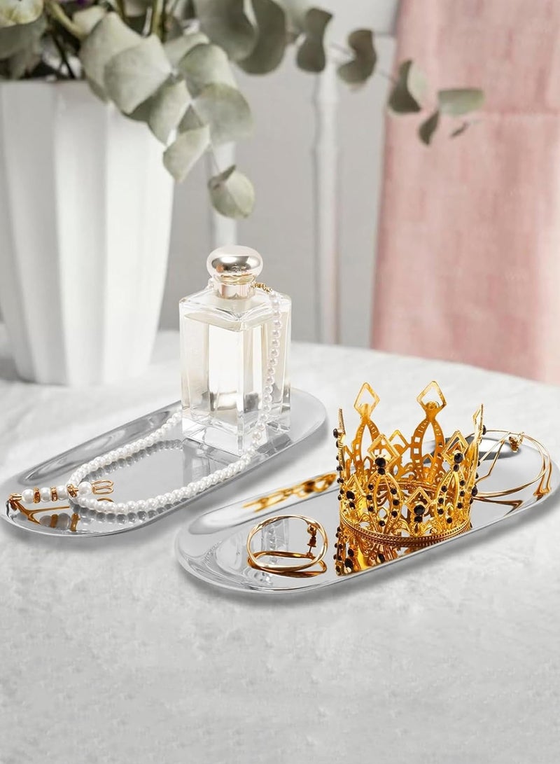 DURKU Elegant Silver Stainless Steel Tray - Multi-Functional Organizer for Jewelry, Fragrances, and More - Stylish Addition to Dresser, Vanity, or Counter - 30 CM Size - Image 3