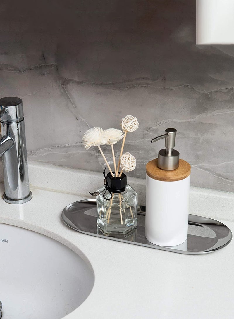 DURKU Elegant Silver Stainless Steel Tray - Multi-Functional Organizer for Jewelry, Fragrances, and More - Stylish Addition to Dresser, Vanity, or Counter - 30 CM Size - Image 5