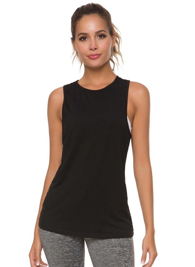 gowwim Womens Open Back Workout Tops Athletic Yoga Vests Backless Sleeveless Tank Tops (Black-01, Medium)  - Image 3