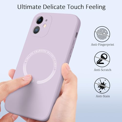 Meliya Magnetic Case for iPhone 11 Phone Case with MagSafe, Camera Protection Ultra Slim Shockproof Bumper Liquid Silicone Case with Microfiber Lining, Grass Purple - Image 5