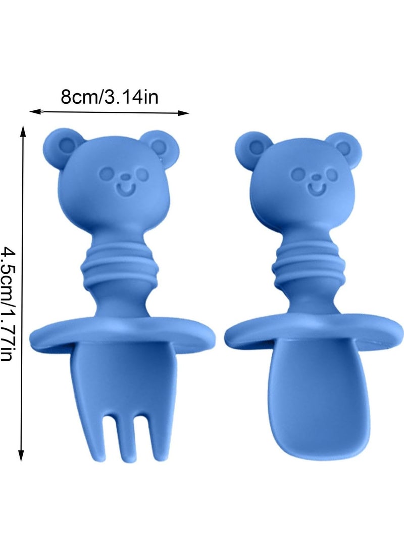 Bukela Toddler Forks And Spoons, Soft Kids Cutlery Set Spoon Fork Set Baby Forks And Spoons, Bite-Resistant Baby Feeding Utensils Safe Silicone Baby Tableware for Baby And Toddler - Image 4