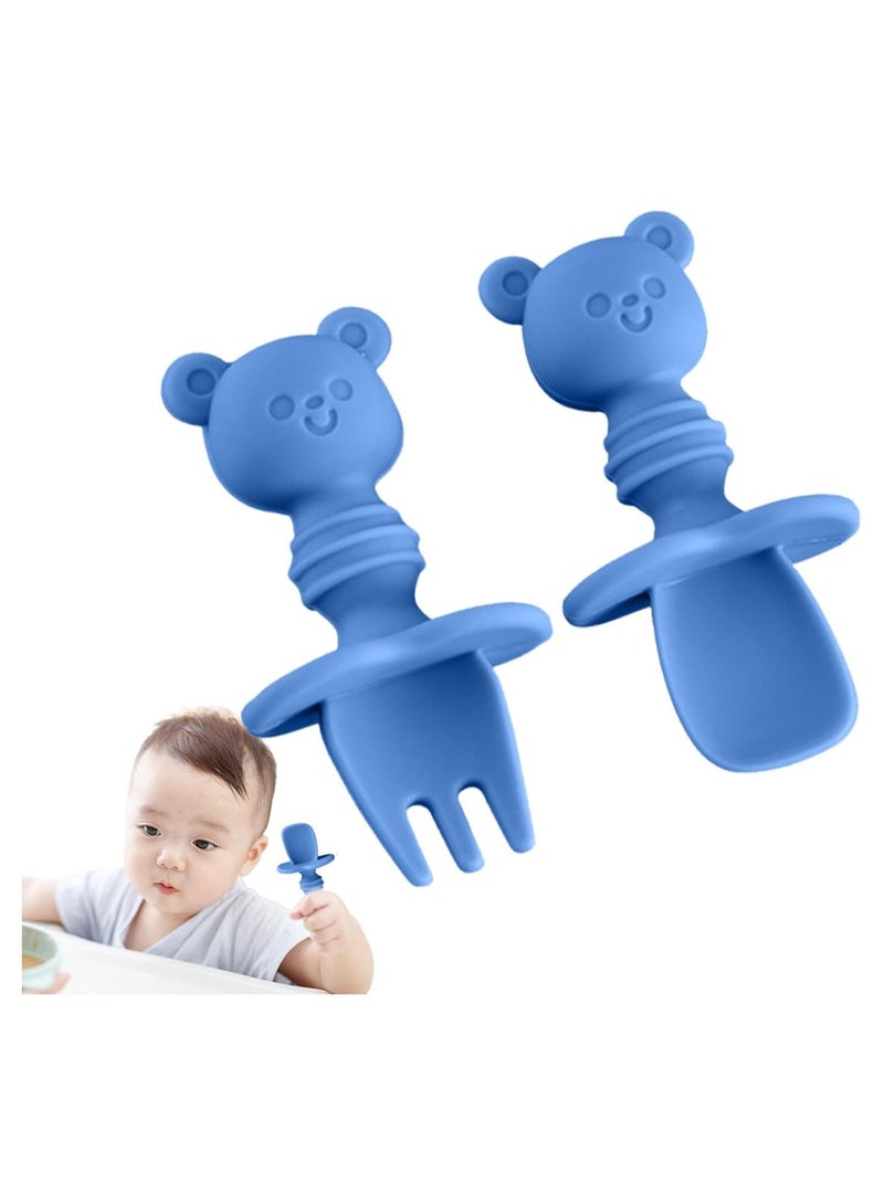 Bukela Toddler Forks And Spoons, Soft Kids Cutlery Set Spoon Fork Set Baby Forks And Spoons, Bite-Resistant Baby Feeding Utensils Safe Silicone Baby Tableware for Baby And Toddler - Image 1