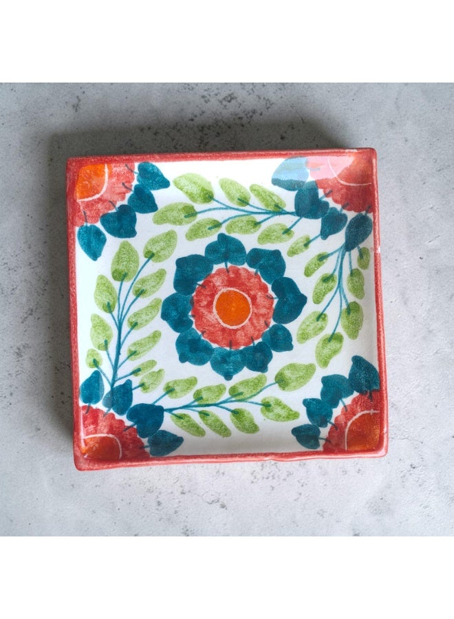 color zone pottery A hand-painted ceramic and porcelain plate, suitable for decoration and serving food. Microwave, dishwasher, and oven safe. Lightweight and scratch-resistant. 19 cm - Image 1