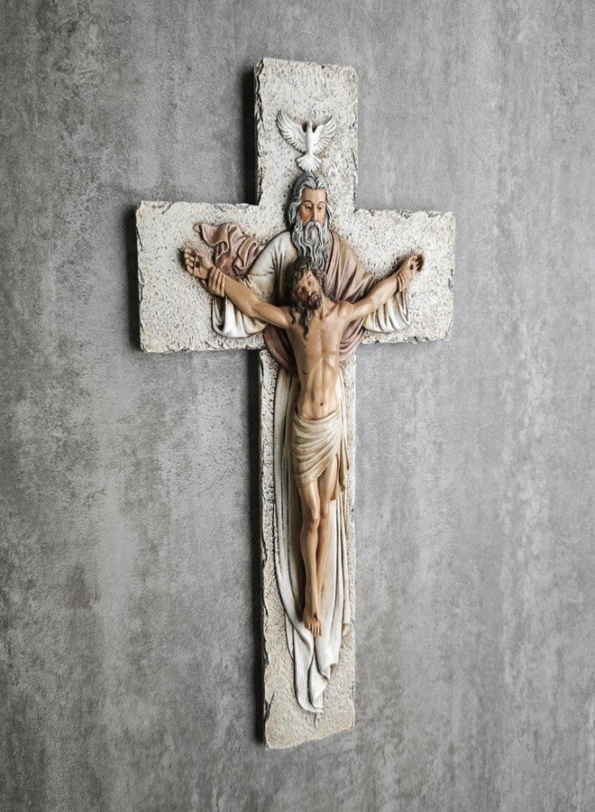 BC BUILDCLASSIC BC Catholic Holy Trinity Crucifix Wall Cross, 9.5" H Jesus Christ Inspirational Home Décor, Devout Gifts, Religious Wall Sculpture handpainted by Buildclassic - Image 4