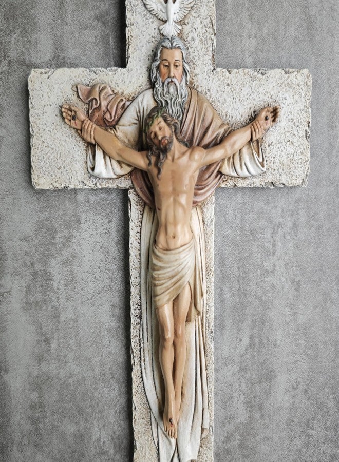 BC BUILDCLASSIC BC Catholic Holy Trinity Crucifix Wall Cross, 9.5" H Jesus Christ Inspirational Home Décor, Devout Gifts, Religious Wall Sculpture handpainted by Buildclassic - Image 2