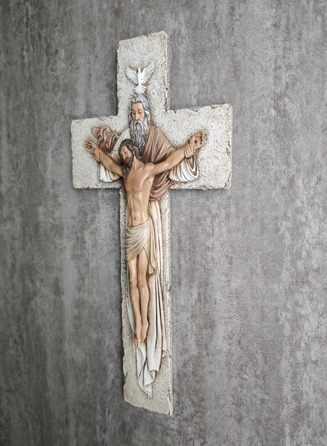 BC BUILDCLASSIC BC Catholic Holy Trinity Crucifix Wall Cross, 9.5" H Jesus Christ Inspirational Home Décor, Devout Gifts, Religious Wall Sculpture handpainted by Buildclassic - Image 5