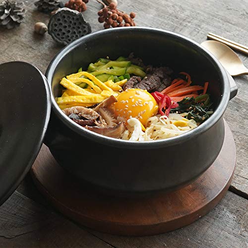 ElinCube Korean Stone pot with Lid & Platter, Clay Pot for Cooking Hot Pot Dolsot Bibimbap and Soup Cookware - Image 5