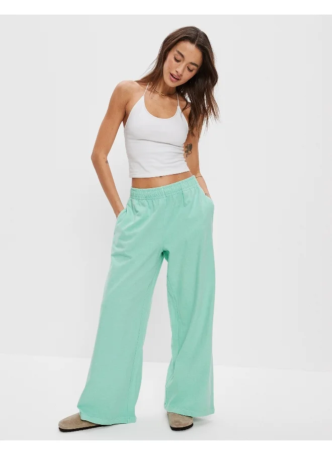 American Eagle AE Sun Set Super High-Waisted Baggy Wide-Leg Knit Pant