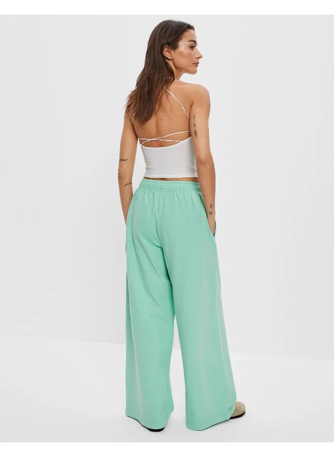 American Eagle AE Sun Set Super High-Waisted Baggy Wide-Leg Knit Pant