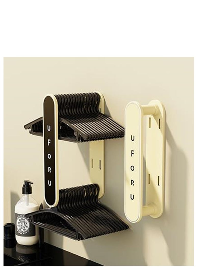 Golden Hanger Stacker, Hanger Organizer Pack of 2, Retractable Storage Clothes Hanger Organizer for Laundry Room Balcony Bathrooms, Space Saving Hanger Storage, White - Image 1