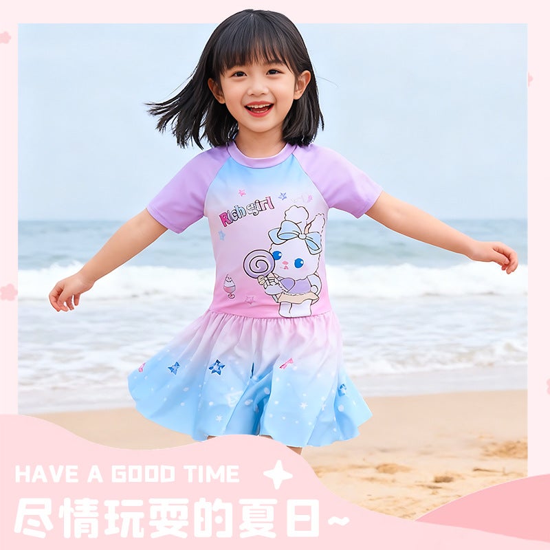 Fashionable Princess Dress One-Piece Swimsuit Beach Play Bathing Bathroom Indoor and Outdoor Swimming Training Kidsren''s Thin Swimsuit for Women - Image 2