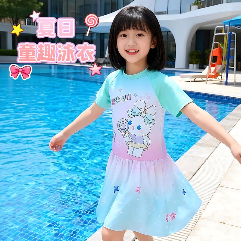 Fashionable Princess Dress One-Piece Swimsuit Beach Play Bathing Bathroom Indoor and Outdoor Swimming Training Kidsren''s Thin Swimsuit for Women - Image 3