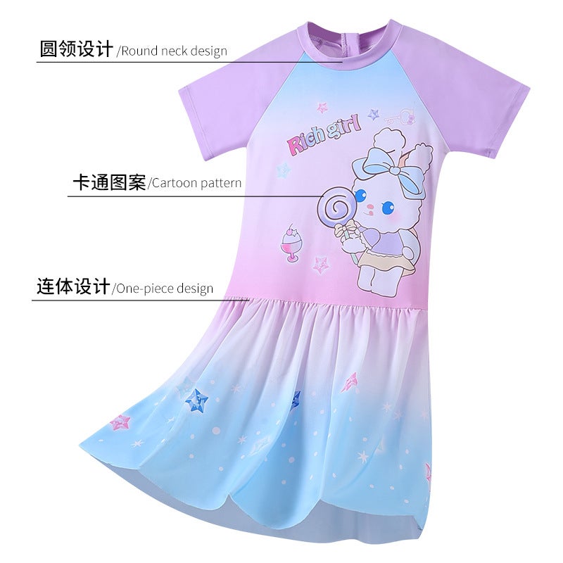 Fashionable Princess Dress One-Piece Swimsuit Beach Play Bathing Bathroom Indoor and Outdoor Swimming Training Kidsren''s Thin Swimsuit for Women - Image 4