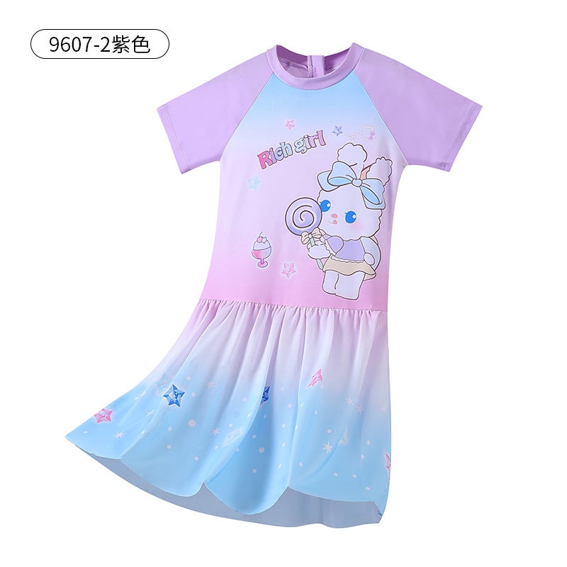 Fashionable Princess Dress One-Piece Swimsuit Beach Play Bathing Bathroom Indoor and Outdoor Swimming Training Kidsren''s Thin Swimsuit for Women - Image 1