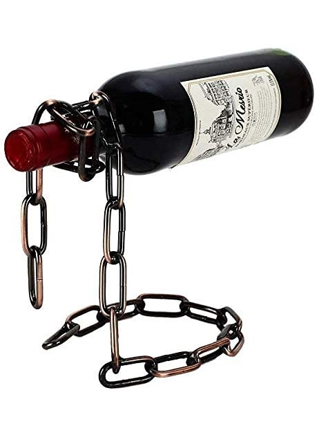 BESTOTTAM BESTOTTAM Chain Wine Rack Holder Countertop Free Standing Metal Wine Rack Novelty for Gift Kitchen Home Decoration Modern Design Wine Gifts Tabletop Wine Bottle Holder  - Image 3