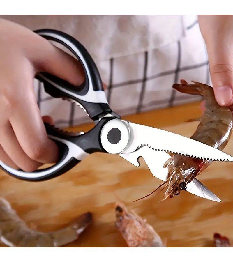 Black Heavy Duty Stainless Steel Kitchen Scissors Multi Function Food Scissors For Fish BBQ And Bones Sharp Blades Ergonomic Handles For Cutting Chicken Duck And Meat Ideal For Cooking - Image 3