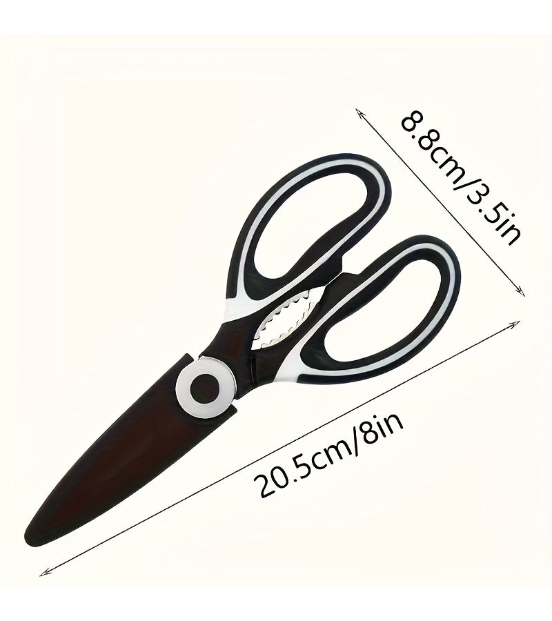 Black Heavy Duty Stainless Steel Kitchen Scissors Multi Function Food Scissors For Fish BBQ And Bones Sharp Blades Ergonomic Handles For Cutting Chicken Duck And Meat Ideal For Cooking - Image 2