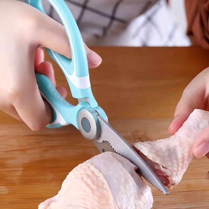 Black Heavy Duty Stainless Steel Kitchen Scissors Multi Function Food Scissors For Fish BBQ And Bones Sharp Blades Ergonomic Handles For Cutting Chicken Duck And Meat Ideal For Cooking - Image 1