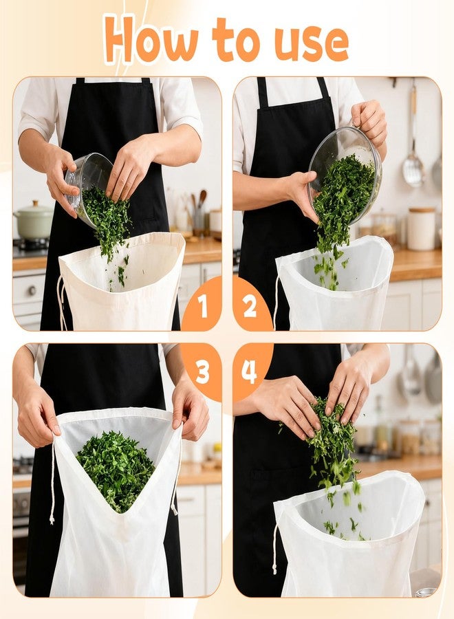 Zelphvt 5 PCS Cheese Cloth Bags for Straining Reusable Nylon Fine Mesh Filter Bags Cheesecloth Bag Nut Milk Bag For Nut Milk, Dumpling Fillings, Juice, Cooking and Cheese Making 15 Inch - Image 4