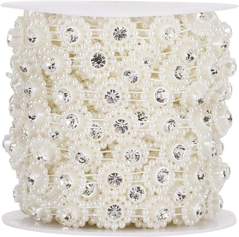 comfrt Faux Pearl String Beads, 10 Meter/roll Crystal Acrylic Bead Chain Beads Garland for DIY Crafts Jewelry Making Wedding Party Decor(Sunflower) - Image 2