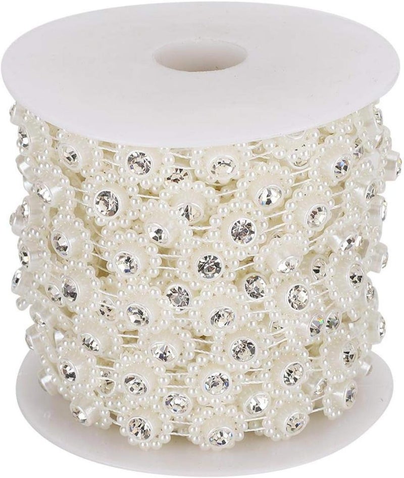 comfrt Faux Pearl String Beads, 10 Meter/roll Crystal Acrylic Bead Chain Beads Garland for DIY Crafts Jewelry Making Wedding Party Decor(Sunflower) - Image 1