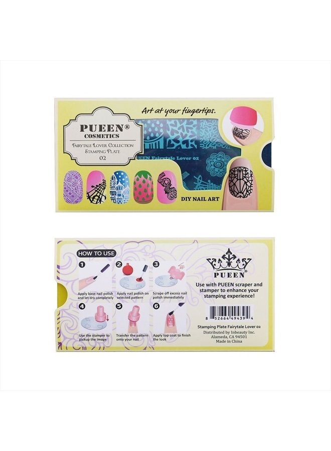 PUEEN Nail Art Stamping Plate - Fairytale Lover 02-125x65mm Unique Nailart Polish Stamping Manicure Image Plates Accessories Kit BH000662 - Image 3