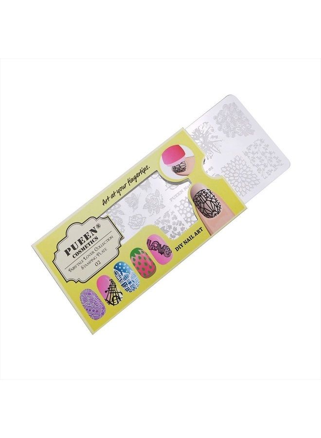 PUEEN Nail Art Stamping Plate - Fairytale Lover 02-125x65mm Unique Nailart Polish Stamping Manicure Image Plates Accessories Kit BH000662 - Image 1