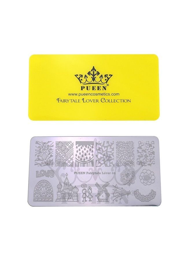 PUEEN Nail Art Stamping Plate - Fairytale Lover 02-125x65mm Unique Nailart Polish Stamping Manicure Image Plates Accessories Kit BH000662 - Image 2