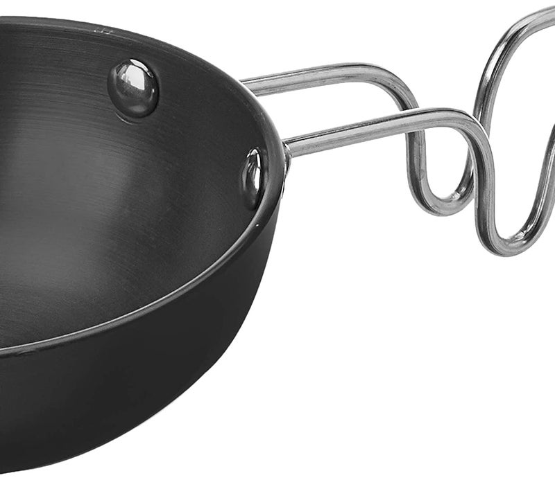 KD ZONE - Vagharia Hard Anodized Aluminium Tadka Pan, 100mm, Black - Image 4