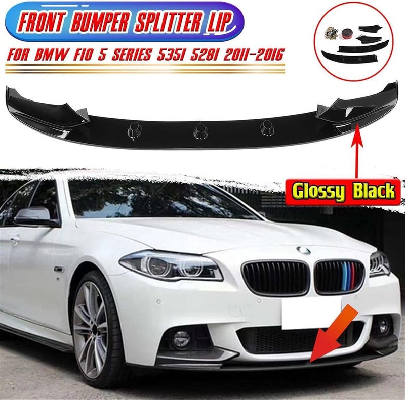 Wivplex F10 Car Front Bumper Splitter Lip Spoiler Bumper Diffuser for BMW 5 Series 535i 528i M Sport (2011-2016) - Glossy Black - Image 2