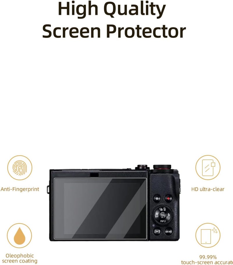 WUNIAK Screen Protector for Canon G5X/G7XII/G9XII, HD Protective Film 4h Hardness Screen Protector,Easy Installation,Anti-Scratch,HD Quality,(3 Pack) - Image 2