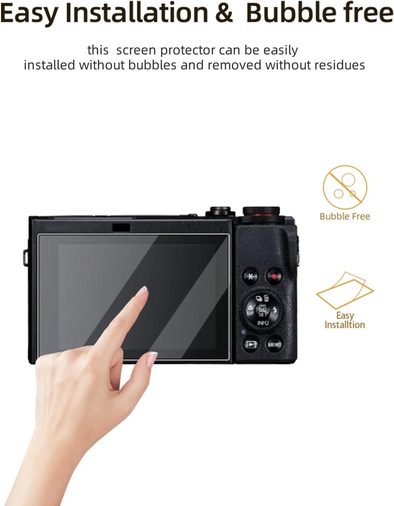 WUNIAK Screen Protector for Canon G5X/G7XII/G9XII, HD Protective Film 4h Hardness Screen Protector,Easy Installation,Anti-Scratch,HD Quality,(3 Pack) - Image 3