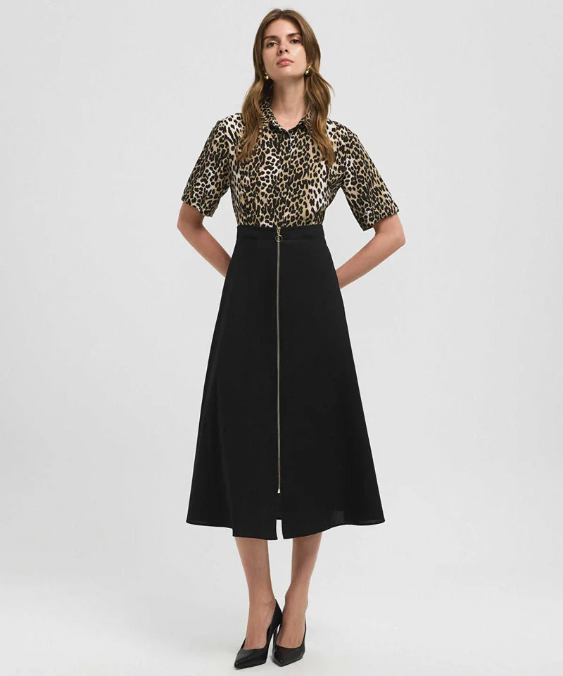 Ipekyol Animal Print Color-Block Dress