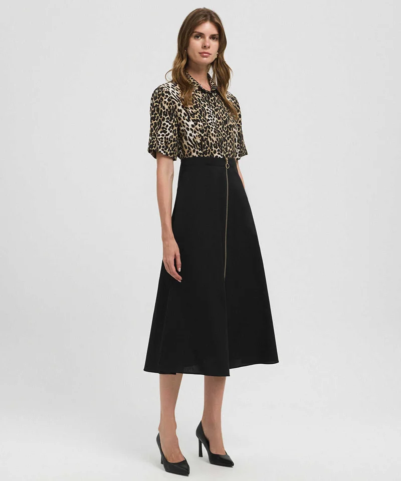 Ipekyol Animal Print Color-Block Dress