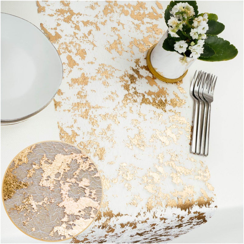 PapaKit Sparkle Metallic Gold Thin No-Iron Table Runner 11"x84", Pack of 2 for Holidays, Wedding, Parties and Everyday Decoration - Image 1