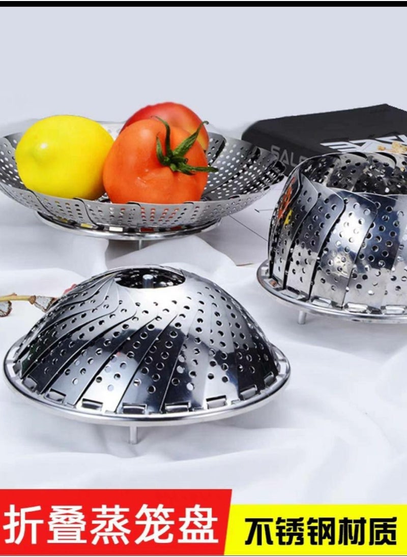ماركة غير محددة Stainless Steel Folding Steamer Basket – Heat-Resistant, Fits All Pots, Healthy Cooking  - Image 1