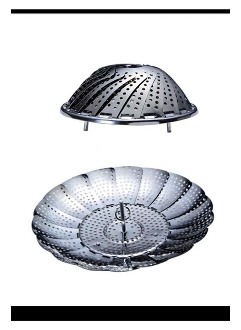 ماركة غير محددة Stainless Steel Folding Steamer Basket – Heat-Resistant, Fits All Pots, Healthy Cooking  - Image 2