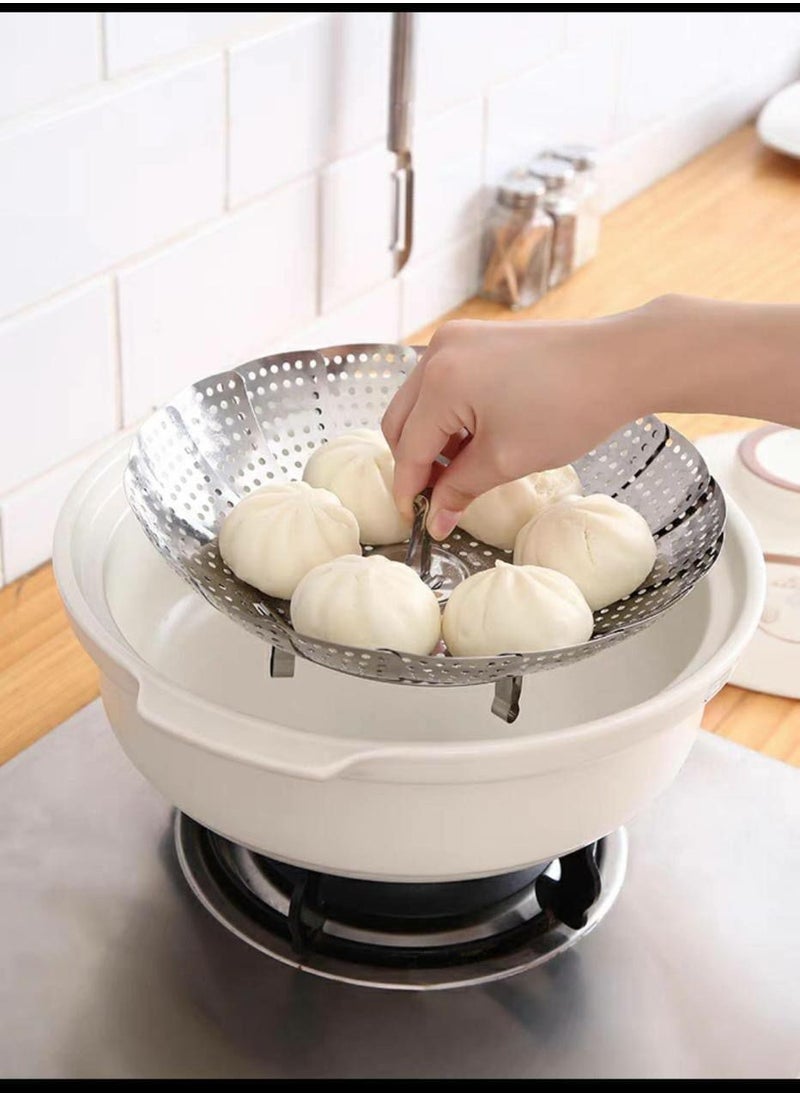 ماركة غير محددة Stainless Steel Folding Steamer Basket – Heat-Resistant, Fits All Pots, Healthy Cooking  - Image 3