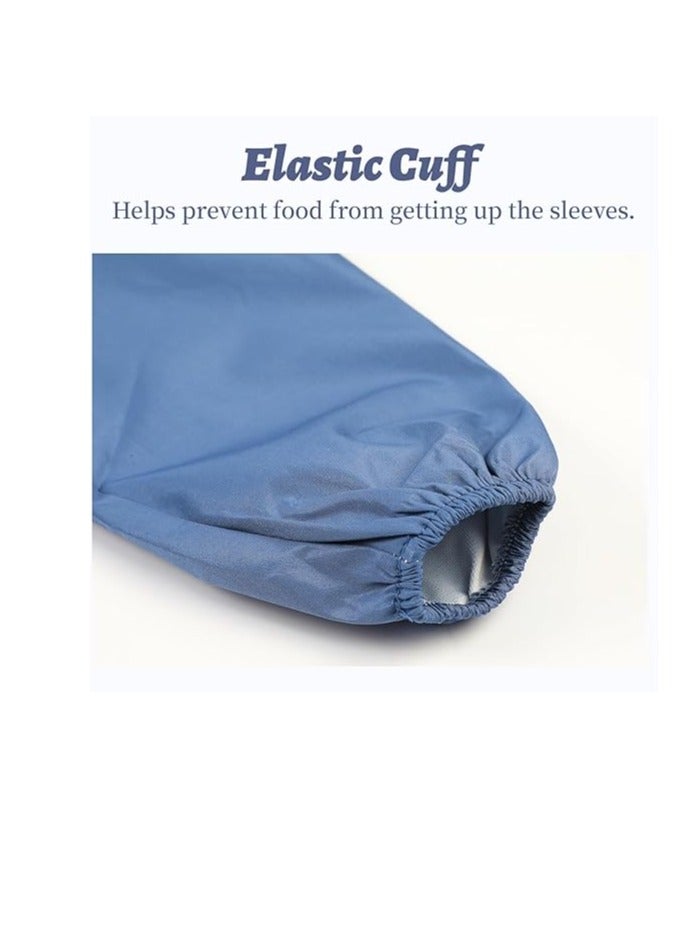 Excefore 2Pcs Baby Weaning Bibs Long Sleeve Baby Feeding Waterproof Bibs with Great Capacity Pocket, Stain and Odor Resistance Toddler Washable Bib for Infant Toddler (6-12-24Months) - Image 4