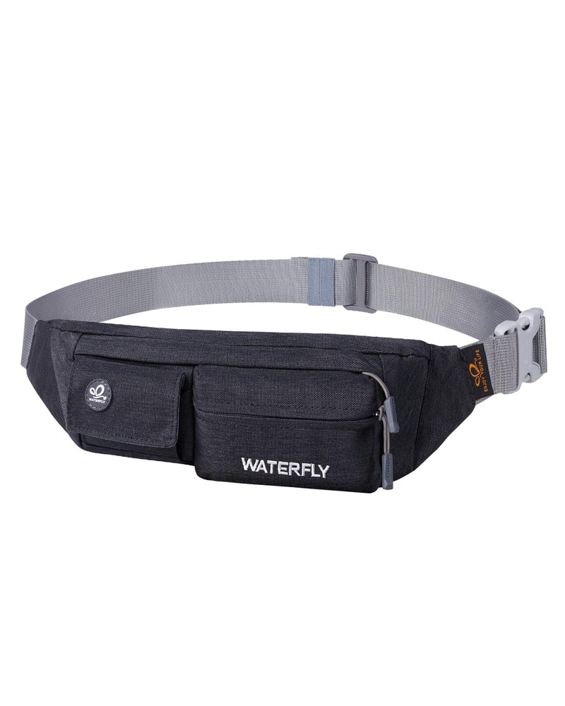 WATERFLY حقيبة خصر WATERFLY للنساء والرجال مقاومة للماء صغيرة بحجم الخصر حزام نحيف مع 4 جيوب حقيبة صدر خفيفة الوزن تناسب جميع الهواتف، 11.02 × 2.1 × 4.3 بوصة - Image 1