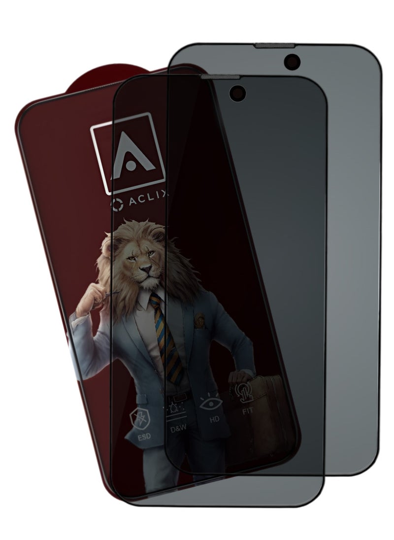 ACLIX 2 Pieces Antistatic ESD Dustof Premium Quality High Definition Anti-Spy Privacy Tempered Glass Screen tector Designed For  iPhone 15 Plus - Image 1