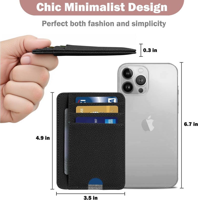 Hot Cool Card Holder Wallet Front Pocket Minimalist Travel Cute Funny Thin Leather With RFID Blocking Small Credit Card Holder Wallet for Men & Women Girls Organizer Gifts, Litchi Black - Image 4