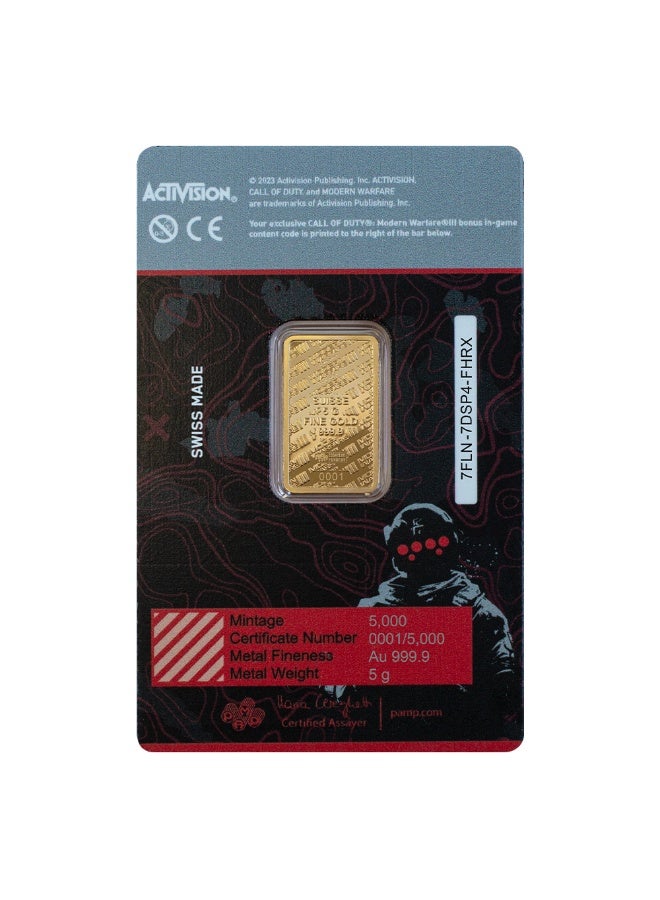 PAMP Suisse Call of Duty: Modern Warfare III 5g 999.9 Fine Gold Bar with Pendant Frame - Image 3