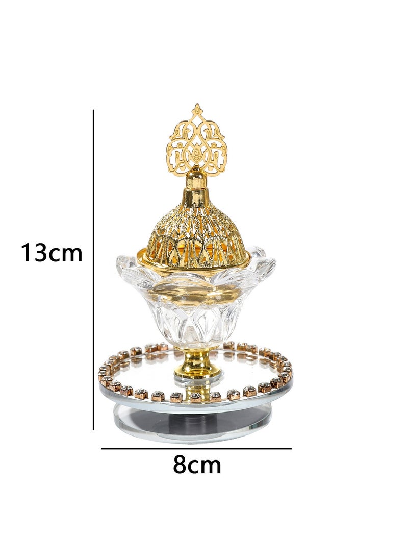 مبخرة بخور مدخان دوارة من الزجاج الكريستالي، مبخرة صغيرة شفافة، مع مشبك، مبخرة بخور جذابة، 8 سم × 13 سم - Image 5