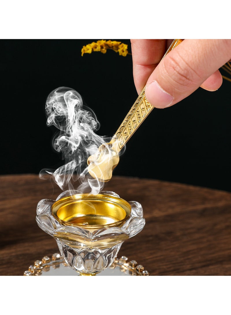 مبخرة بخور مدخان دوارة من الزجاج الكريستالي، مبخرة صغيرة شفافة، مع مشبك، مبخرة بخور جذابة، 8 سم × 13 سم - Image 3