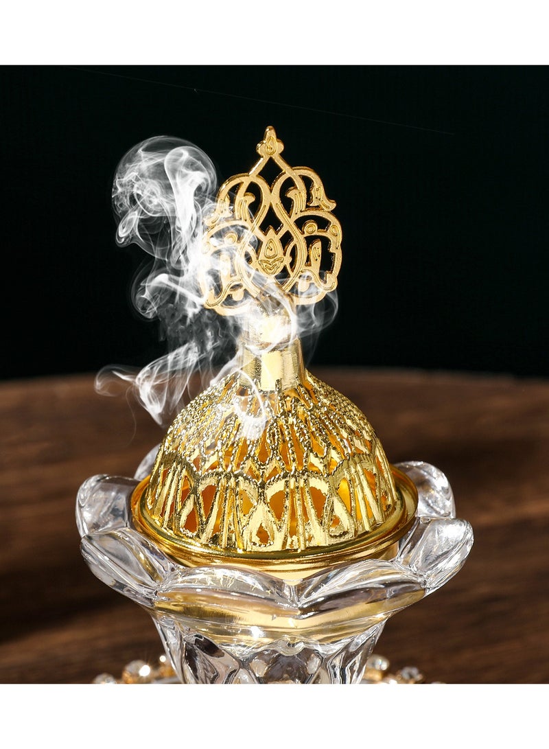 مبخرة بخور مدخان دوارة من الزجاج الكريستالي، مبخرة صغيرة شفافة، مع مشبك، مبخرة بخور جذابة، 8 سم × 13 سم - Image 4