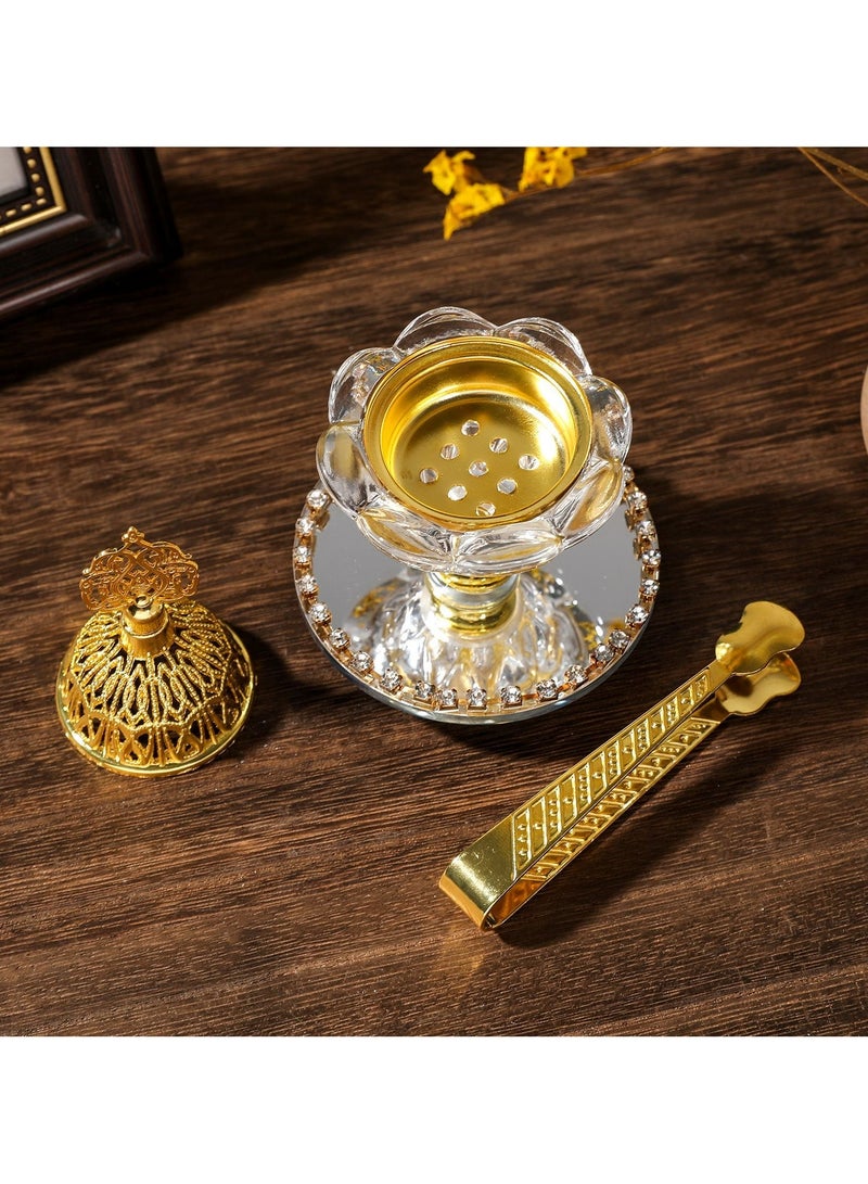 مبخرة بخور مدخان دوارة من الزجاج الكريستالي، مبخرة صغيرة شفافة، مع مشبك، مبخرة بخور جذابة، 8 سم × 13 سم - Image 2